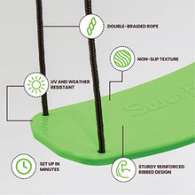 Load image into Gallery viewer, Swurfer Kick Stand Up Surfing Tree Swing Outdoor Swings for Kids Up to 150 Lbs - Hang from Up to 10 Feet High - Includes 24" SwingBoard, UV Resistant Rope, & Handles, Green