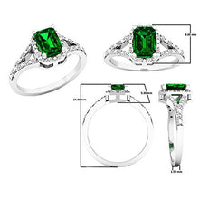 Load image into Gallery viewer, Dazzlingrock Collection 7X5 MM Emerald Lab Created Emerald & Round Natural White Diamond Ladies Split Shank Engagement Ring, 10K White Gold, Size 7