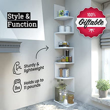 Load image into Gallery viewer, Greenco Corner Shelf 5 Tier Shelves for Wall Storage, Easy-to-Assemble Floating Wall Mount Shelves for Bedrooms and Living Rooms, Espresso Finish