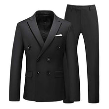 Load image into Gallery viewer, UNINUKOO Mens Slim Fit Suit Double Breasted 2 Piece Solid Wedding Party Dress Formal Suits US Size 30 Navy