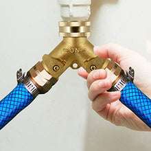 Load image into Gallery viewer, ATDAWN 2 Way Brass Hose Splitter, 3/4" Brass Hose Connectors, Y Connector Garden Hose Adapter