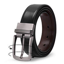 Load image into Gallery viewer, Men's Belt, Leather Reversible Belt for Men Black and Brown Dress Belt Rotate Buckle Gift Box (Black and coffee, Suit for waist size 30- 33 Inches)