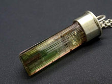 Load image into Gallery viewer, bi-color tourmaline pendant, watermelon tourmaline crystal pendant, pink green crystal necklace, raw crystal pendant mens gift for women