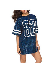 Load image into Gallery viewer, PORRCEY Womens Juniors Short Sleeve Sequin Funny Dress Shirts (Large, Blue 2)