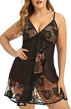 Load image into Gallery viewer, ADOREJOY Womens Babydoll Lingerie Set Plus Size Sleepwear(5XL,Black)