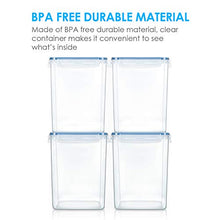 Load image into Gallery viewer, Large Food Storage Containers 5.2L / 176oz, Vtopmart 4 Pieces BPA Free Plastic Airtight Food Storage Canisters for Flour, Sugar, Baking Supplies, with 4 Measuring Cups and 24 Labels, Blue