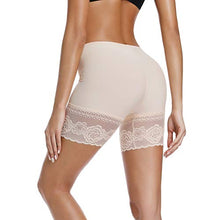 Load image into Gallery viewer, Slip Shorts for Under Dresses Women Elastic Anti Chafing Thigh Bands Underwear Lace Panty Beige