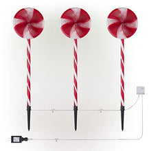 Load image into Gallery viewer, Alpine Corporation COR114T-3 Candy Cane Pathway LED, Decorative Winter Christmas Lights for Front Yard, Red and White, Set of 3 Holiday décor