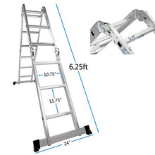 Load image into Gallery viewer, LUISLADDERS Folding Ladder Multi-Purpose Aluminium Extension 7 in 1 Step Heavy Duty Combination EN 131 Standard (12.5 Feet)