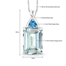Load image into Gallery viewer, Gem Stone King Solid 10K White Gold Sky Blue Simulated Aquamarine and Swiss Blue Topaz Pendant Necklace For Women (6.92 Cttw with 18 Inch Chain)