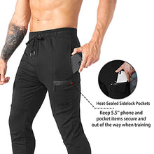 Load image into Gallery viewer, ZENWILL Mens Zip Workout Pants with Front Pocket Gym Joggers Men Casual Athletic Sweatpants(Small,Black)