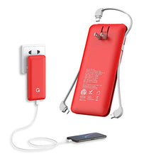 Load image into Gallery viewer, 10000mAh Portable Charger, Ultra Slim Power Bank,4 Output and Dual Input External Battery Pack with Built-in AC Wall Plug Micro USB Type C Three Cables with USB Output Compatible with All mobilephone