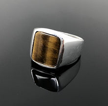 Load image into Gallery viewer, KAR 925K Stamped Solid Sterling Silver Tiger's Eye Men's Ring P2G (12.5)
