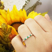 Load image into Gallery viewer, Dazzlingrock Collection 10K Round Emerald & Diamond 5 Stone Ladies Anniversary Wedding Band, White Gold, Size 7