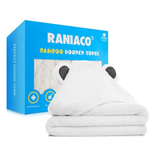 Load image into Gallery viewer, Raniaco Baby Bath Towel,Hooded Baby Towels with Bear Ears,Super Soft,Absorbent,Organic 100% Bamboo Baby Towel for Newborn,Toddler,Infant,One Size,Unisex,White-2 Free Pacifier Clips