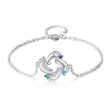 Load image into Gallery viewer, kaululu Personalized Gifts for Mom Charm Birthstone Bracelets for Women with 4 Baby feet Custom Women's Name Bracelet Adjustable for Mother Wife Grandma Mother's Day Birthday Gift