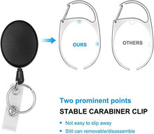 Load image into Gallery viewer, 2 Pack Heavy Duty Retractable Badge Holders with Carabiner Reel Clip and Vertical Style Clear ID Card Holders, 24 inches Thick Pull Cord