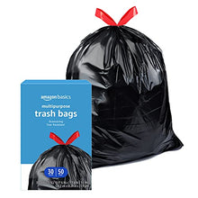 Load image into Gallery viewer, Amazon Basics Multipurpose Drawstring Trash Bags, 30 Gallon, 50 Count