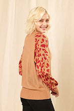 Load image into Gallery viewer, noflik Women's Knitted Leopard Print Pullover Sweaters Top with Raglan Balloon Sleeve (Camel, L)