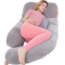 Load image into Gallery viewer, AS AWESLING 60in Full Body Pillow | Maternity Pillow and Pregnancy Pillows for Sleeping | Extra Large U Shaped Pillow with Detachable Side, Separate Support Pillow and Removable Cover (Grey)