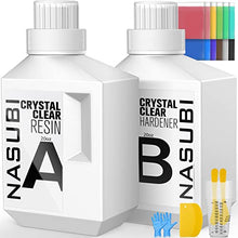 Load image into Gallery viewer, Epoxy Resin Crystal Clear Resin Kit 40oz - Clear Casting & Coating Resin for Art, Craft, DIY,Jewelry Making,Tumbler with 12 Color Mica Powder, 10 8oz Measuring Cups, Plastic Spreader,Sticks and Gloves