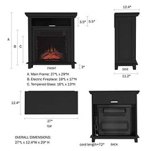 Load image into Gallery viewer, Northwest 80-FPWF-3 Electric Fireplace TV Stand– 29” Freestanding Console with Shelf, Faux Logs and LED Flames, Space Heater Entertainment Center (Black)