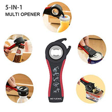 Load image into Gallery viewer, Jar Opener, 5 in 1 Multi Function Can Opener Bottle Opener Kit with Silicone Handle Easy to Use for Children, Elderly and Arthritis Sufferers (Apple Red)