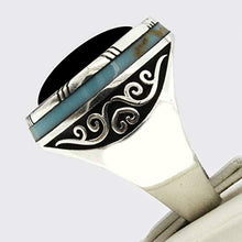 Load image into Gallery viewer, Solid 925 Sterling Silver Rings for Men Turkish Handmade Onyx Stone with Simulated Turquoise Luxury Design Premium Quality (14.75)
