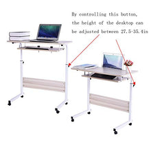Load image into Gallery viewer, shamoluotuo Overbed Table Height Adjustable Over Bedside Home Desk Laptop Computer Desk Workstation Medical Mobile Overbed Side Tables with Wheels for Learning Reading Working Eating (White, 31.5")