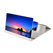 Load image into Gallery viewer, Screen Amplifier, 12 inch High Definition Mobile Phone Screen Amplifier, 6Times 3D Phone Enlarger Screen Bracket with Wood Grain Stand Anti-Radiation Portable Home Cinema(White)