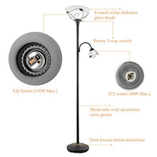 Load image into Gallery viewer, CO-Z Torchiere Floor Lamp with Side Reading Light, 3-Way Switch Combo Antique Bronze Mother Daughter Floor Lamp with Glass Shade, 71" Desk Floor Lamp for Living Room Corner Bedroom Home Office