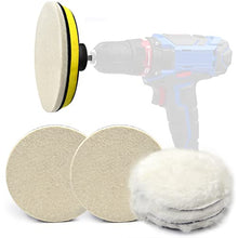Load image into Gallery viewer, 6 Inch Buffing Wool Pads 8PCS Kit, Felt Polishing Pad Buffing Wheel for Drill Woolen Wax Pad and 5/8''-11 Thread Hook & Loop Backer Plate with Drill Adapter for Car Boat Polish, Waxing, Sealing, Glaze