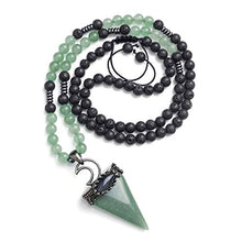 Load image into Gallery viewer, Jovivi 6mm Natural Green Aventurine Crystal Pendulum Necklace Lava Rock Labradorite Healing Chakra Triangle Pendulum Crystal w/Moon 25inches Adjustable