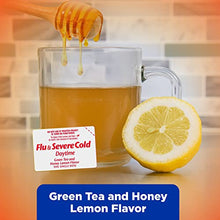 Load image into Gallery viewer, Amazon Basic Care Severe Cold & Flu Relief, Green Tea & Honey Lemon Flavors; Relieves Cough, Sore Throat Pain, Body Ache, Headache and Fever, 6 Count