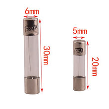 Load image into Gallery viewer, 250pcs Quick Blow Glass Tube Fuse Assorted Kit 250V 1A, 2A, 3A, 5A, 6A, 7A, 8A, 10A, 15A,20A, 6x30mm, 250V 1A, 5A, 10A, 15A, 20A, 5x20mm QBGTFAK (5x20mm and 6x30mm)