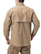 Load image into Gallery viewer, CQR Men's Long Sleeve Work Shirts, Ripstop Military Tactical Shirts, Outdoor UPF 50+ Breathable Button Down Hiking Shirt, Officer Work Shirts Coyote, Medium