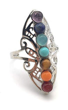 Load image into Gallery viewer, Healing Hollow Stones Adjustable 7 Chakra Ring Reiki Gem Jewelry for Women