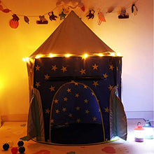 Load image into Gallery viewer, LINGLING Play Tent with Crawl Tunnel-Space Themed Pretend Play Tent-Space Play House-Spaceship Tent for Kids-Foldable Pop Up Star Play Tent Blue