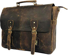 Load image into Gallery viewer, 18 Inch Vintage Handmade Leather Messenger Bag for Laptop Briefcase Best Computer Satchel School Distressed Bag (16 inch, Brown)