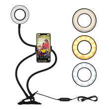 Load image into Gallery viewer, Selfie Ring Light, LEDGLE Upgraded Ring Light 360° Rotating with Cell Phone Holder Stand and Flexible Arms 3 Light Modes 10 Level Brightness for Live Stream Makeup and YouTube Video