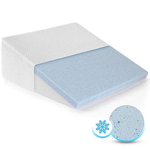 Load image into Gallery viewer, HEALTHEX Bed Wedge Pillow Cooling Memory Foam Top – Elevated Support Cushion for Lower Back Pain, Acid Reflux, Heartburn, Allergies, Snoring – Ultra Soft Removable Cover – 10 inch Wedge