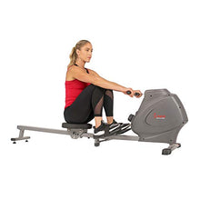 Load image into Gallery viewer, Sunny Health & Fitness Compact Folding Magnetic Rowing Machine with LCD Monitor, Bottle Holder, 43 Inch Slide Rail, 285 LB Max Weight - Synergy Power Motion - SF-RW5801, Silver