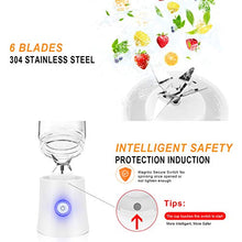 Load image into Gallery viewer, Portable Blender, Personal Blender for Shakes and Smoothies, 6 Stainless Steel Blades Cordless USB Rechargeable Juicer Cup with 4000mAh Batteries, Handheld 16oz Mini Travel Blender Small Fruit Mixer Detachable for Home Office Gym Outdoor, White