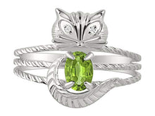 Load image into Gallery viewer, RYLOS Simply Fun CAT Peridot & Diamond Ring - August Birthstone. Great Ring for Pinky, Middle or Pointer Finger. Size 11