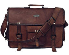 Load image into Gallery viewer, 18 Inch Retro Goat Leather Laptop Messenger Bag Office Briefcase College Bag for Men and Women (Brown 18 inch)