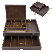 Load image into Gallery viewer, HOUNDSBAY Admiral Big Dresser Valet Box & Mens Jewelry Box Organizer with Large Smartphone Charging Station (Dark Brown)