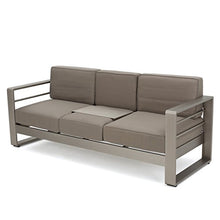 Load image into Gallery viewer, Christopher Knight Home Cape Coral Outdoor Loveseat Sofa with Tray, Khaki