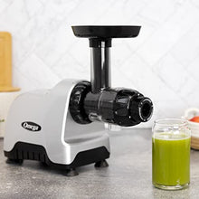 Load image into Gallery viewer, Omega Compact Slow Speed Multi-Purpose Nutrition System Juicer with Quiet Motor Creates Continuous Fresh Healthy Fruit and Vegetable Juice at 80 RPM, 200-Watt, Silver