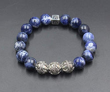 Load image into Gallery viewer, Men's Sodalite Bracelet, Sodalite and Sterling Silver Bracelet, Men's Luxury Bracelet
