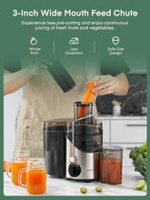 Load image into Gallery viewer, Juicer Machines, 600W Juicer Extractor with 3" Wide Mouth, Max Power 1200W, for Vegetable and Fruit with 3-Speed Setting, Easy to Clean